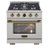 KUCHT 30 in. 4.2 cu. ft. 4 Burners Dual Fuel Range for Natural Gas in Stainless Steel with Gold Accents and Kucht Horus Thermostat-98431873