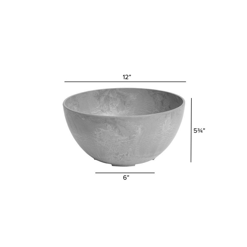 Pot à fleurs avec réservoir en pierre Pollyanna, Gris, H 6,75 po x l 12 po x P 12 po