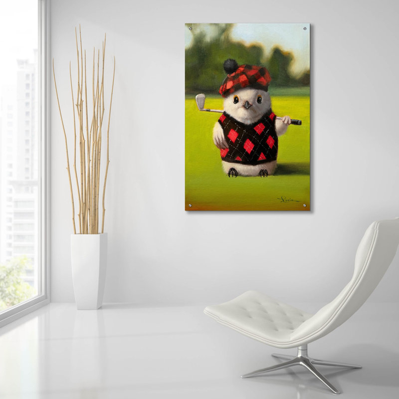  «Birdie Swing» par Lucia Heffernan, art mural en verre acrylique, 24 po x 36 po, H 36 po x l 24 po