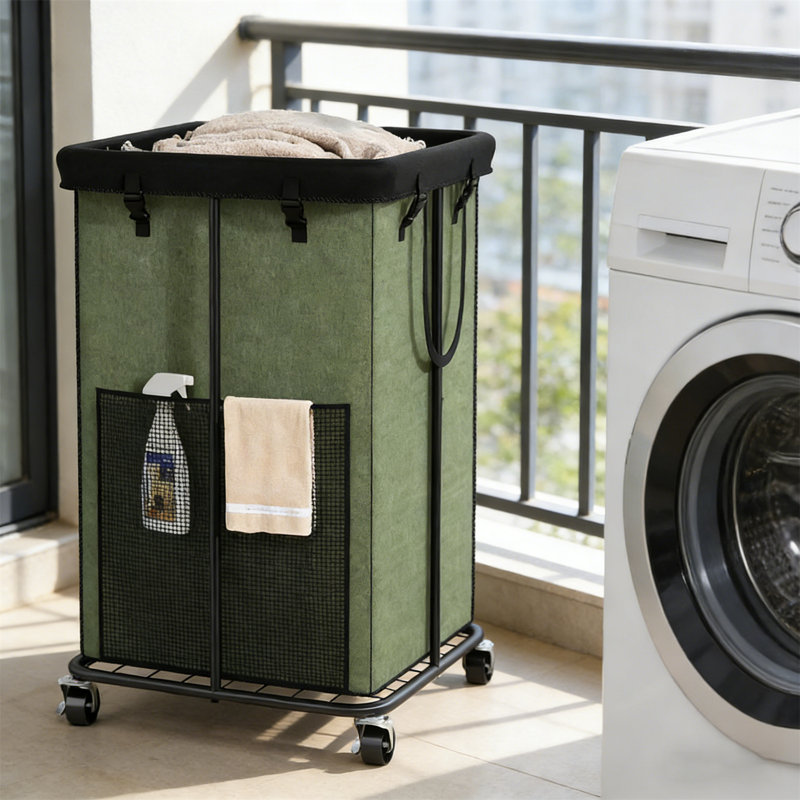 Laundry Cart, Heavy Duty Rolling Laundry Basket With Removable Lining - Large Capacity Mobile Storage Solution, Green