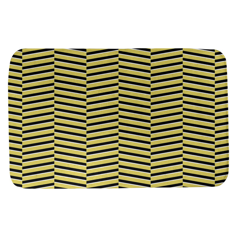 Tapis de bain à rayures rectangulaires anti-dérapant fractures, l 17 po x L 24 po, Jaune