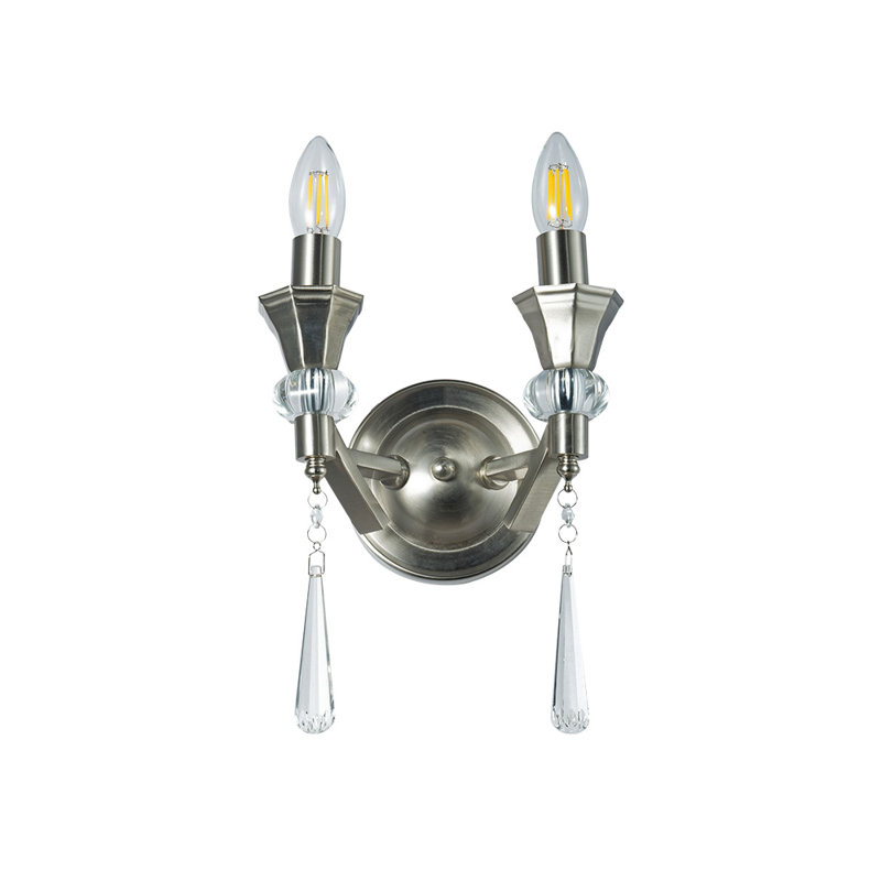 Eddings Candle Wall Light, Satin Chrome
