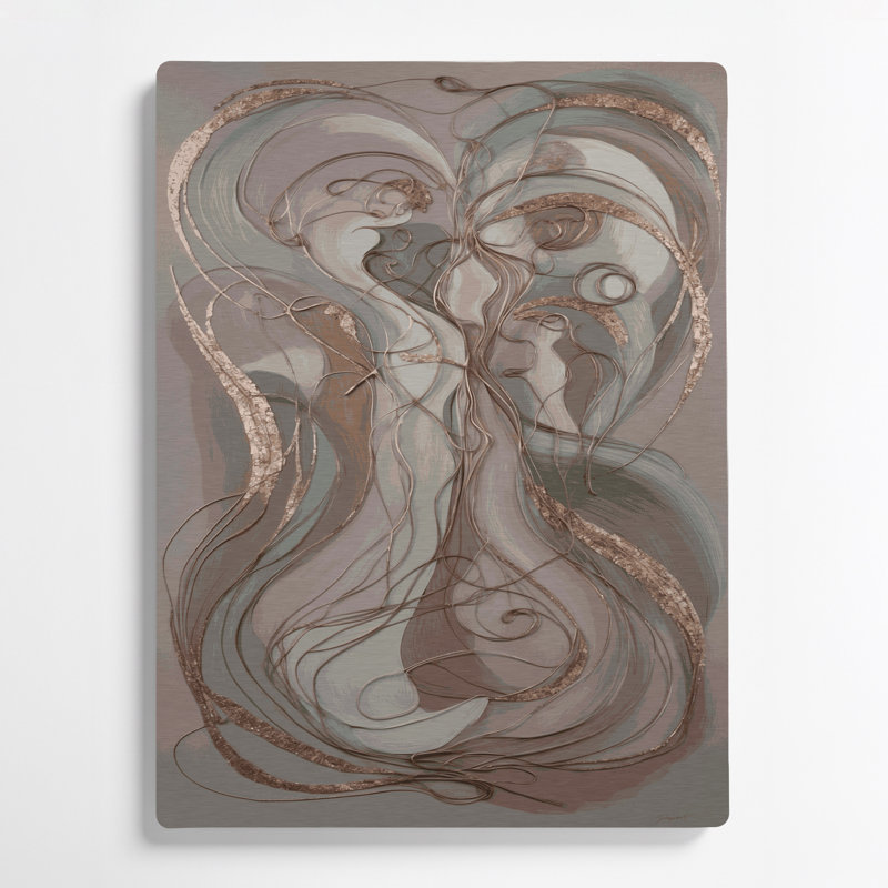 Abstrait art figuratif gris en métal 96, H 16 po x l 20 po