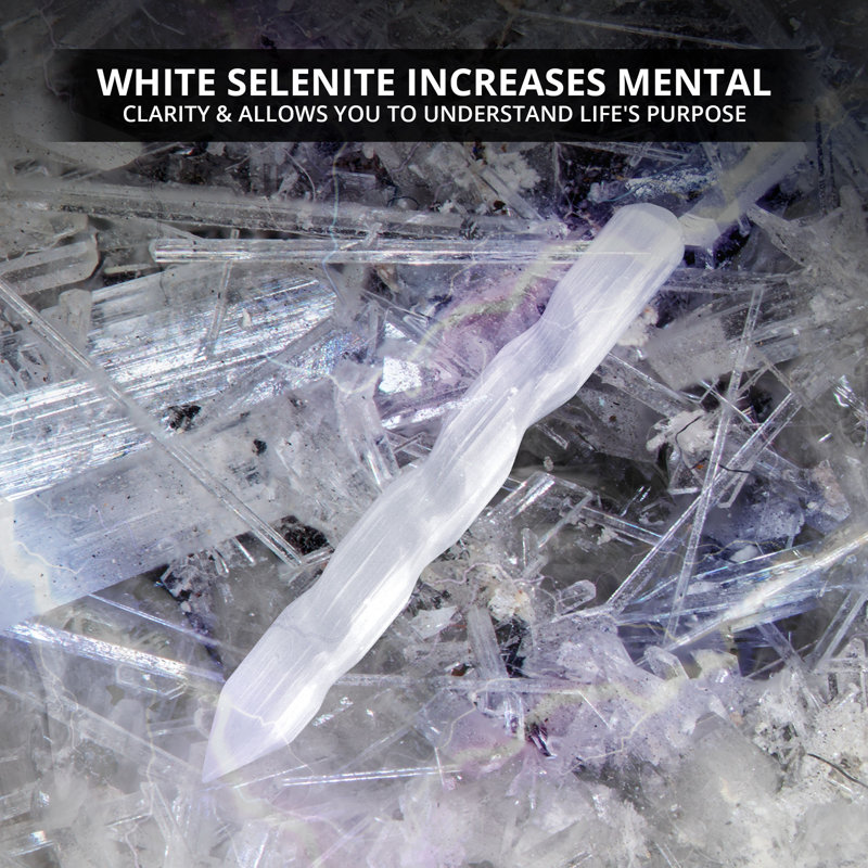 Baguette en cristal de sélénite Deitrich, pour la guérison et la méditation, idée de cadeau, blanc - 6 pouces