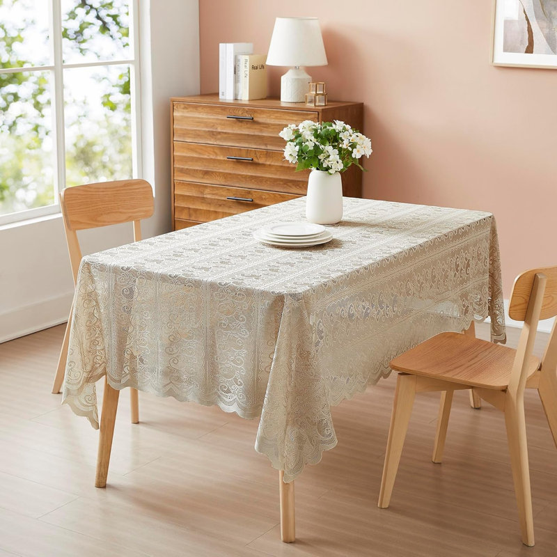 84 Inches Vintage Gold Rectangular Tablecloth For Rustic Dining Table Décor, Gold, 84" L x 60" W