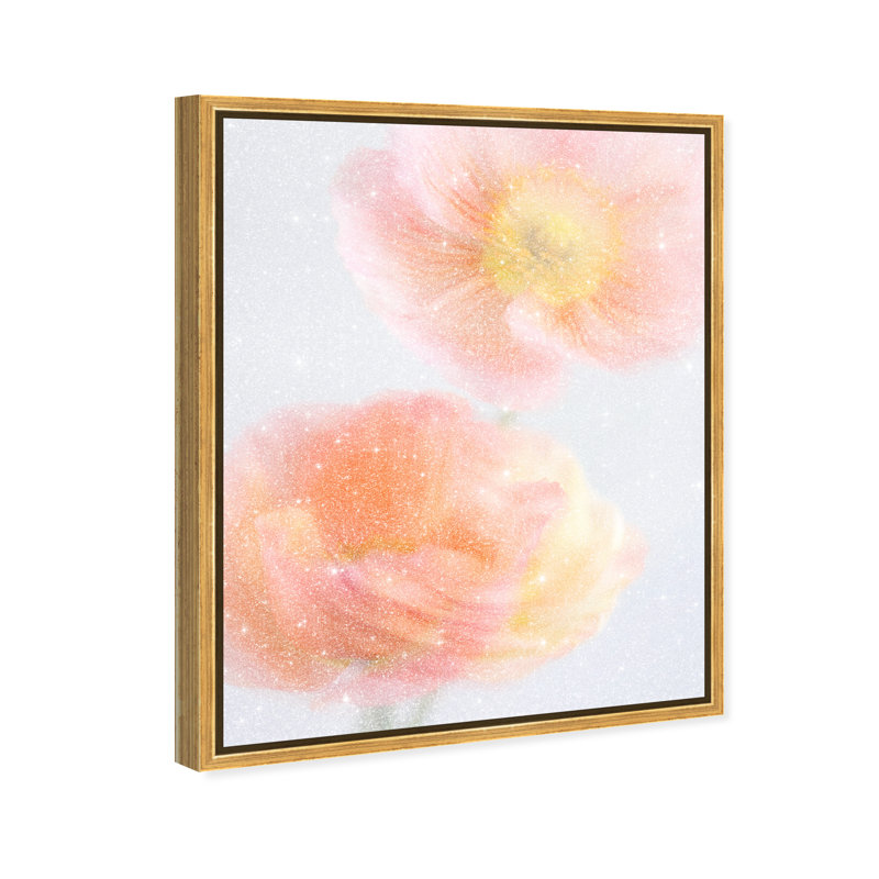 Hazy Camelias Print by Oliver Gal, 21"H x 25"W, Gold Floater Frame