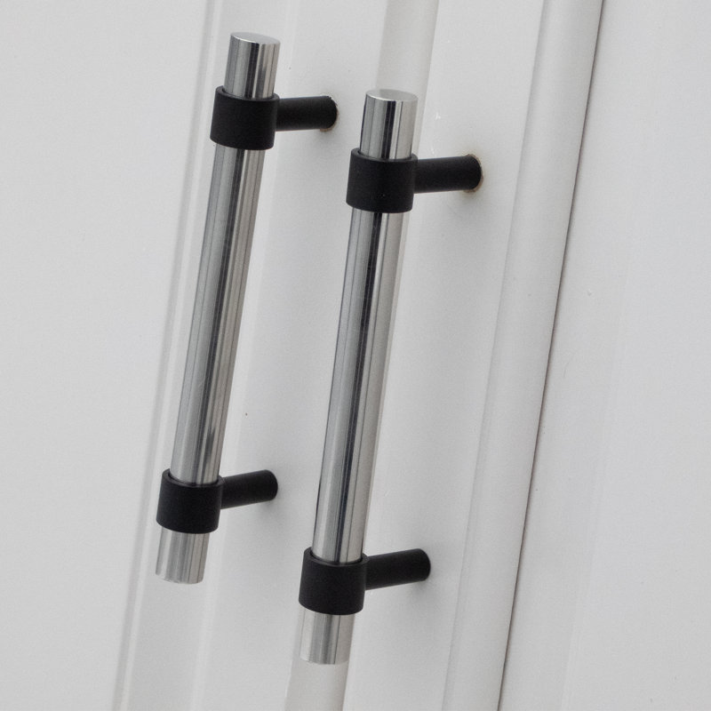 Poignée d'armoire en acier inoxydable et noire, 12"