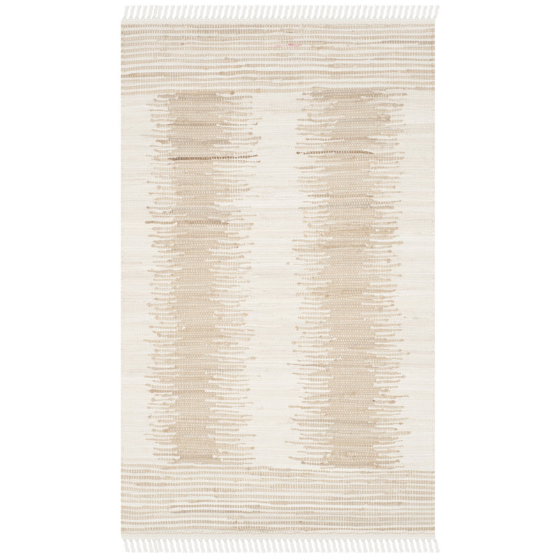 Annia Hand Woven Cotton Striped Rug, Rectangle 2'3" x 5'