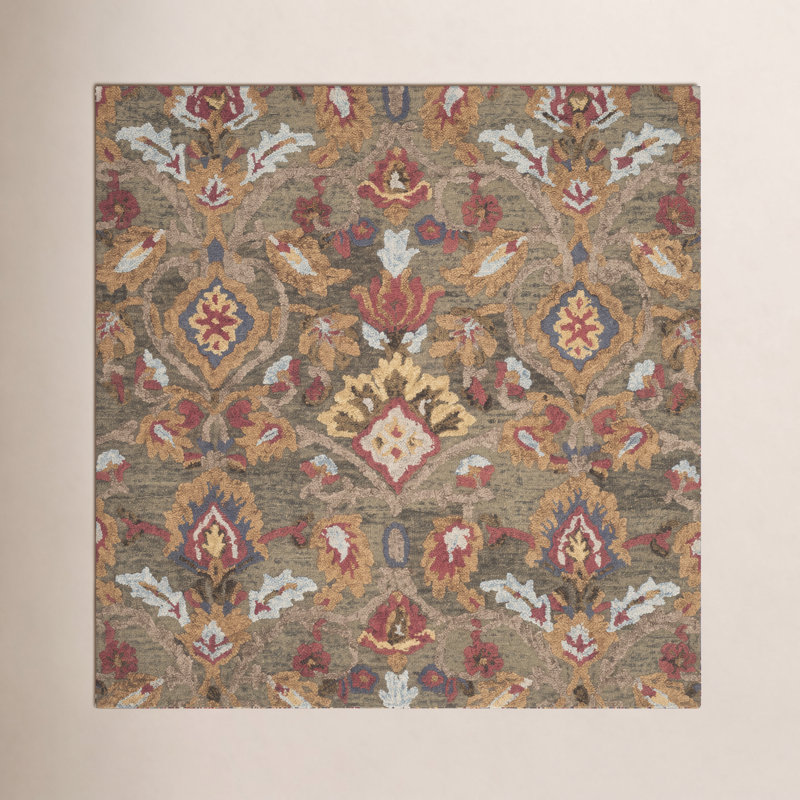 Tansy Wool Floral Indoor Rug, Square 6'
