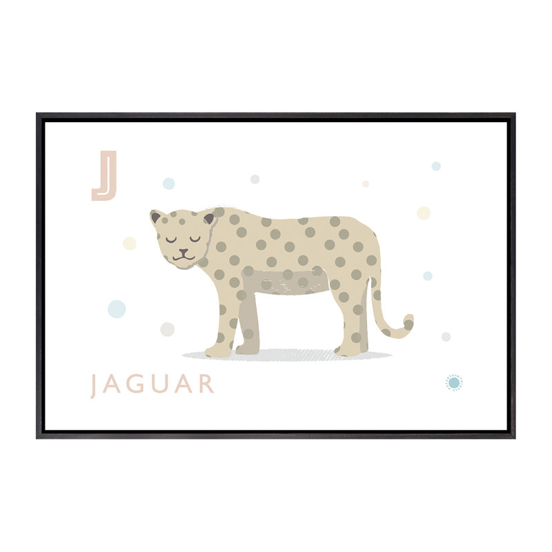 Jaguar - impression d'art graphique, Pas de tapis, H 40 po x l 60 po x 1,5 po, Toile avec cadre noir patiné