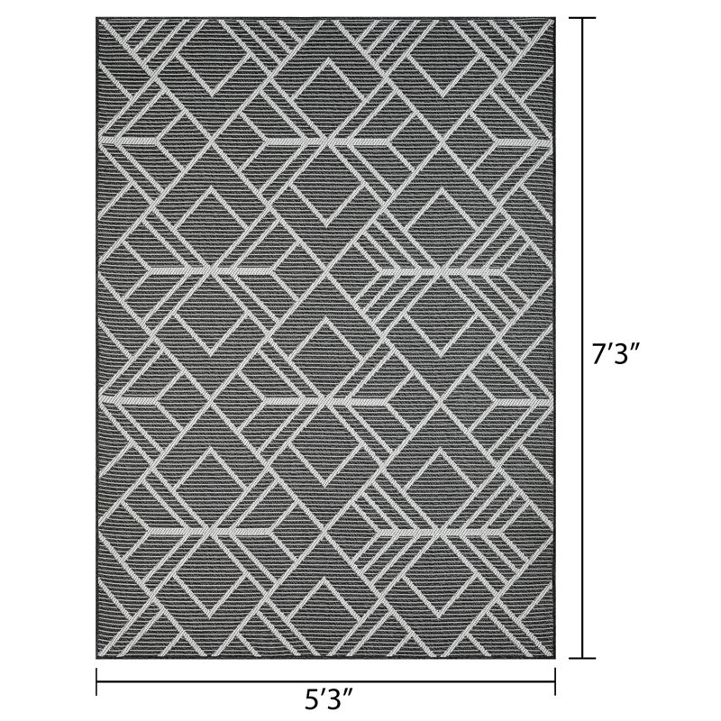 Annie-Jane Washable Geometric Indoor Rug, Rectangle 5'3" x 7'3"