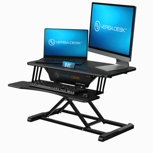 Convertisseur de bureau debout 32 po VERSADESK, élévateur électrique à hauteur réglable Power Riser, noir