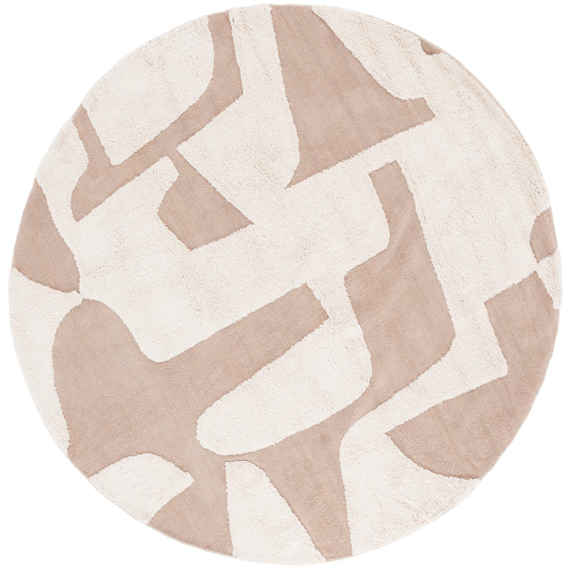 Jaisvi Handmade Cotton Abstract Rug, Round 6'