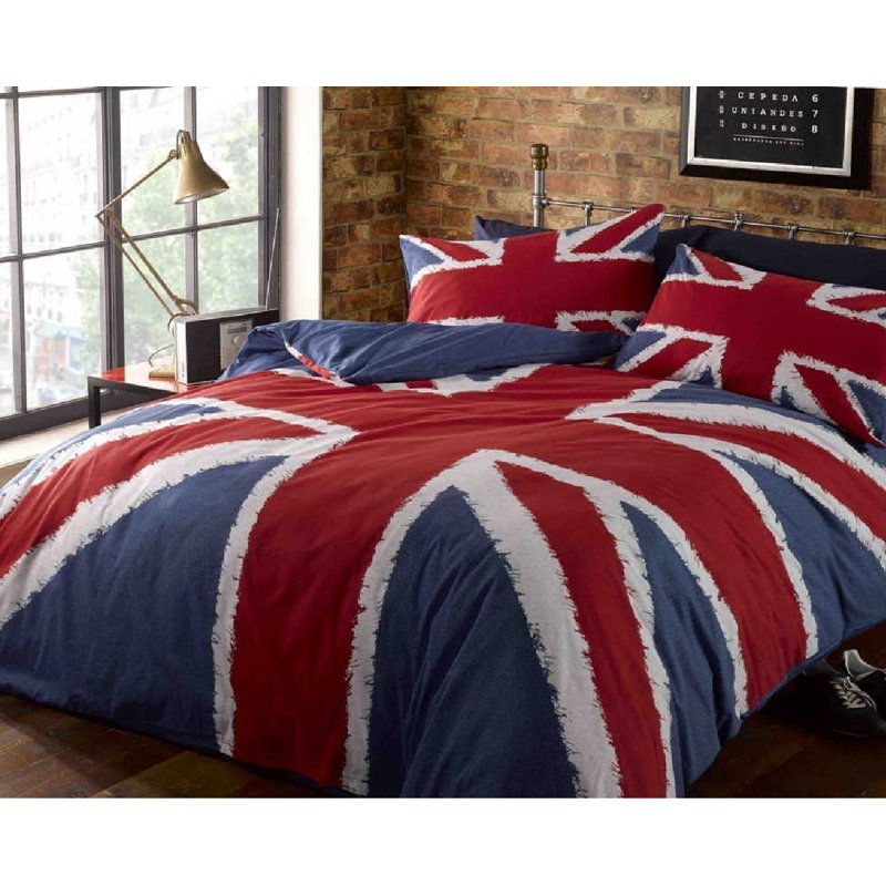 Kessler Polyester Union Jack Duvet Cover with Pillowcases, Single - 1 Standard Pillowcase