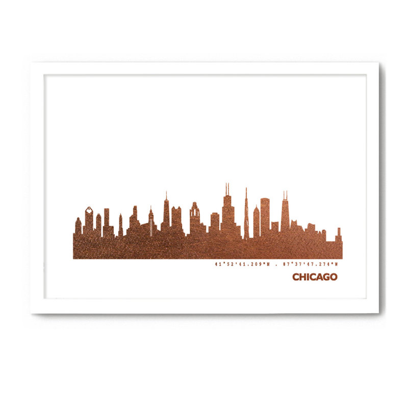 Chicago Chicago Skyline - Single Picture Frame Print, 33cm H x 43cm W x 4cm D
