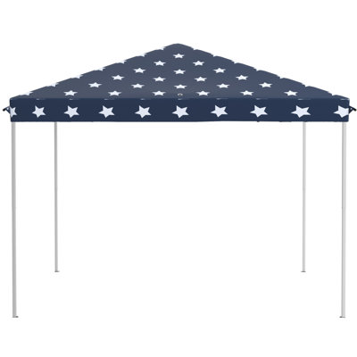Outsunny 10' X 10' Pop Up Canopy Tent With Netting, Instant Gazebo, Ez Up Screen House Room With Carry Bag, Height Adjustable, For Outdoor, Garden, Patio, American Flag
