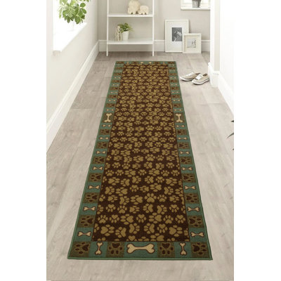 Tapis de couloir vert et brun
