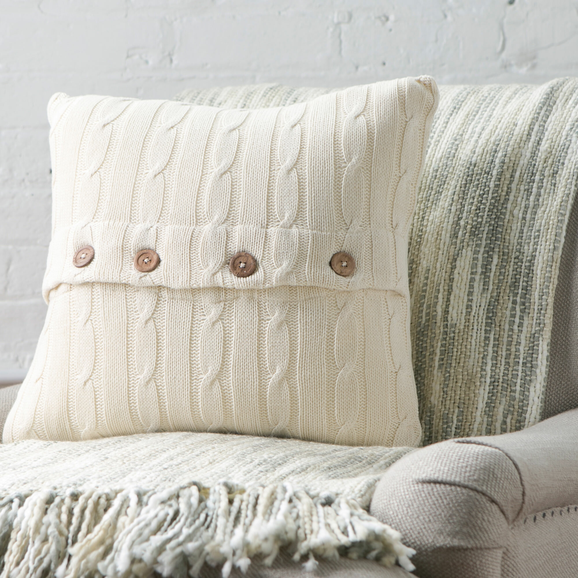 Cable knit throw online pillow cover