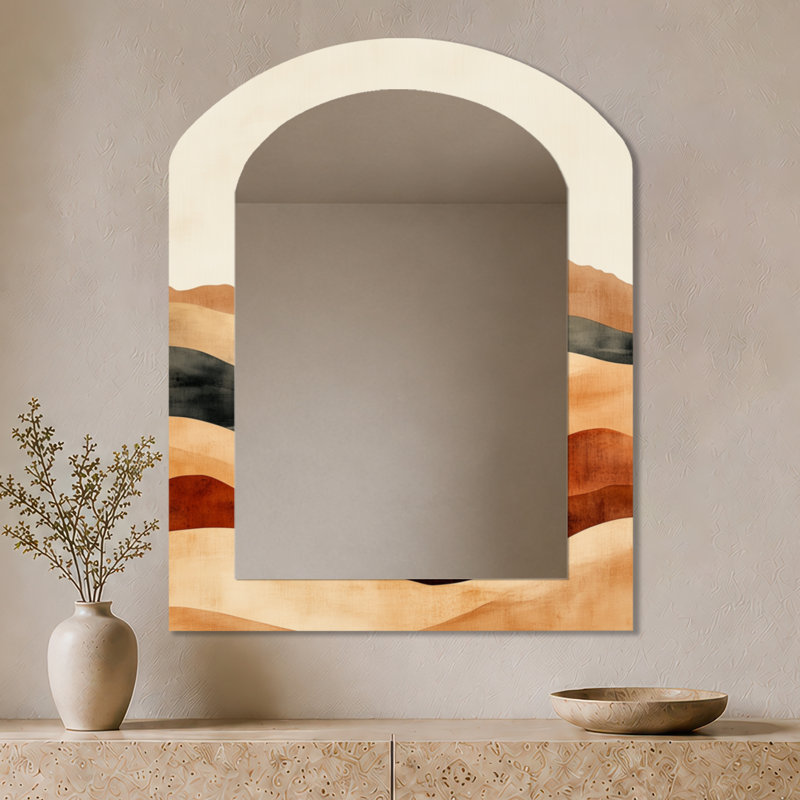 Grand miroir mural rustique en métal - Dunes du désert ocre, impression sur métal, 43" x 33"