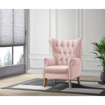 Fauteuil d'appoint Adonis, velours rosé