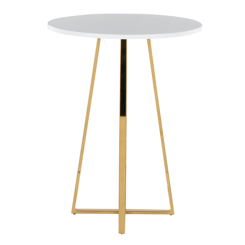 Table de bar et de comptoir Rayna, Doré, 36", Blanc