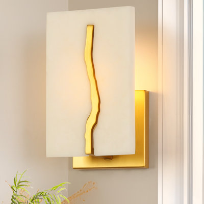 Appliques murales 1 lumière dorées contemporaines avec panneau en faux marbre