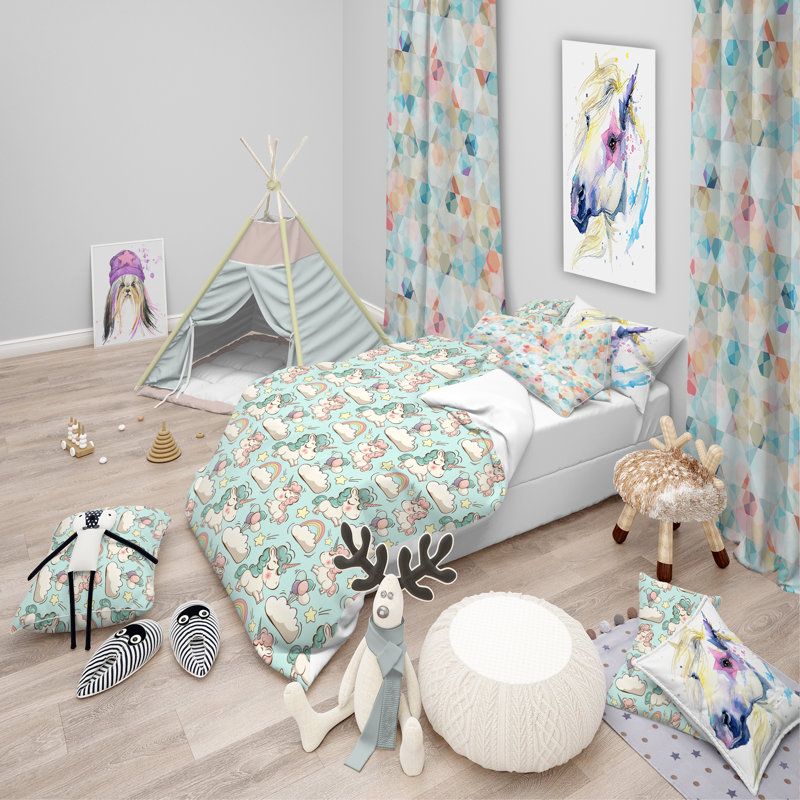 Ensemble de housse de couette moderne pour enfants, Housse de couette double / grand + 2 taies
