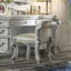 Tabouret de coiffeuse beige et argent antique avec garniture cloutée