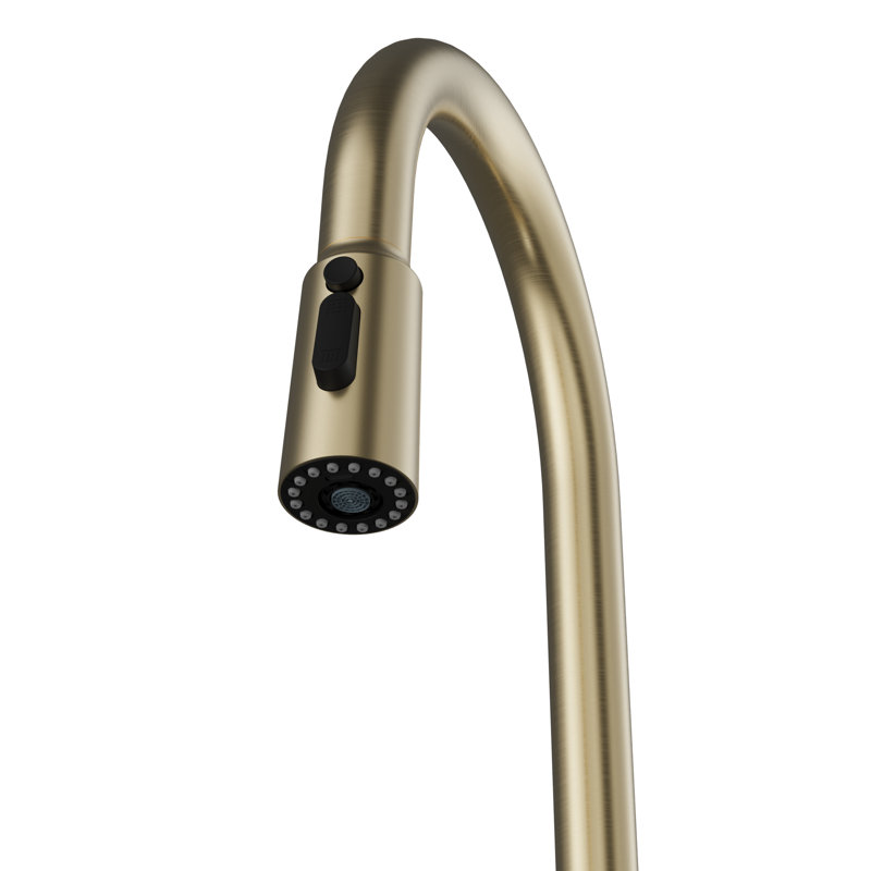 Robinet de cuisine rétractable avec pulvérisateurs interchangeables, jet de lame et aérateur avancé Karran, Bronze champagne