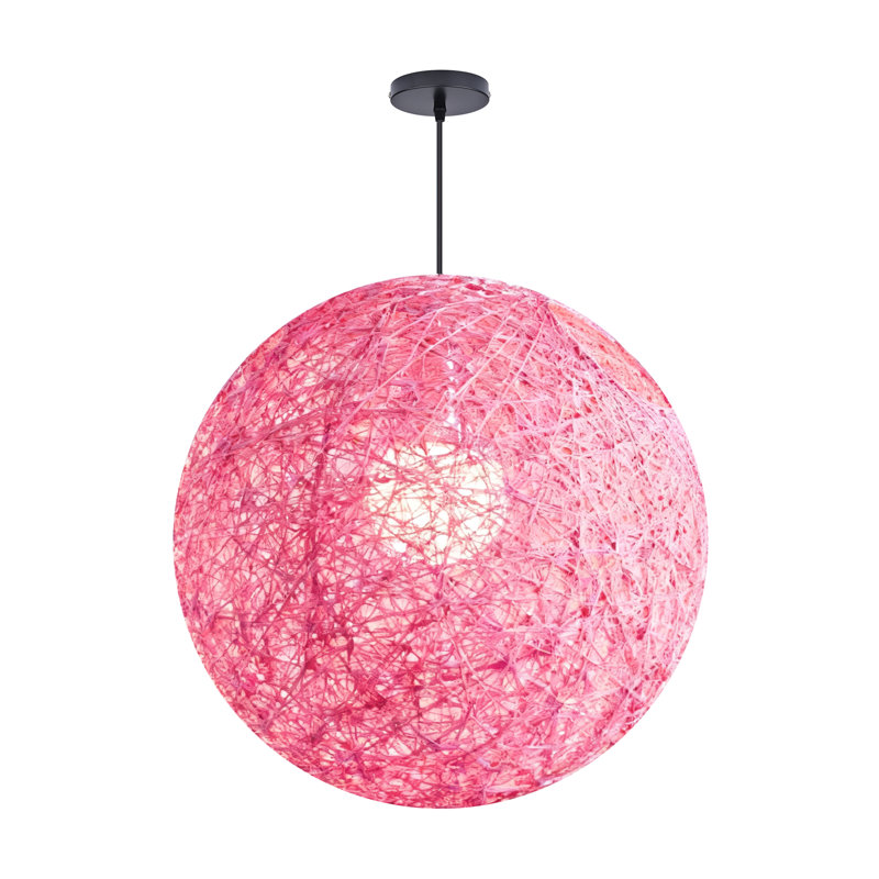 Luminaire suspendu sphère 1 lumière blanc, H 23,62 po x l 23,62 po x P 23,62 po, Rose