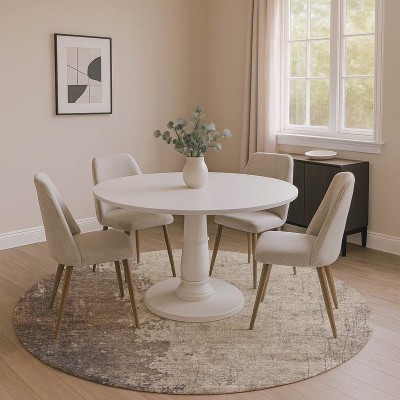 Premium Machine Washable Woodall AMF1912 Abstract Rug, Round 8'