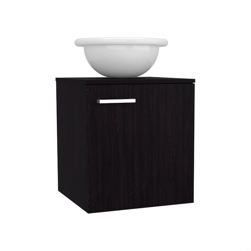 Meuble-lavabo de salle de bain 1 porte avec lavabo, Noir