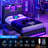 Twin Bedroom Bed Frame With Hidden Storage Headboard And Two Large Drawers; Gaming Bed With Rgb Lighting And Charging Station; Leather Upholstered Platform Bed; E-sports Style Bed; No Spring Mattress Required; Black.-1570319889-1385139828