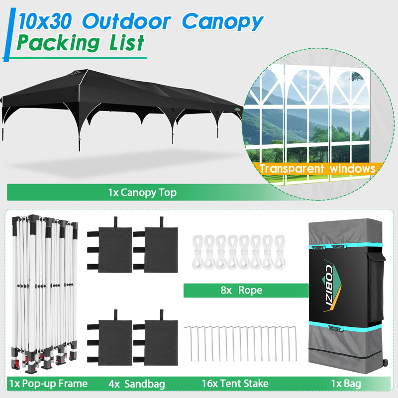 10x10 Center Top Folding tent, Black