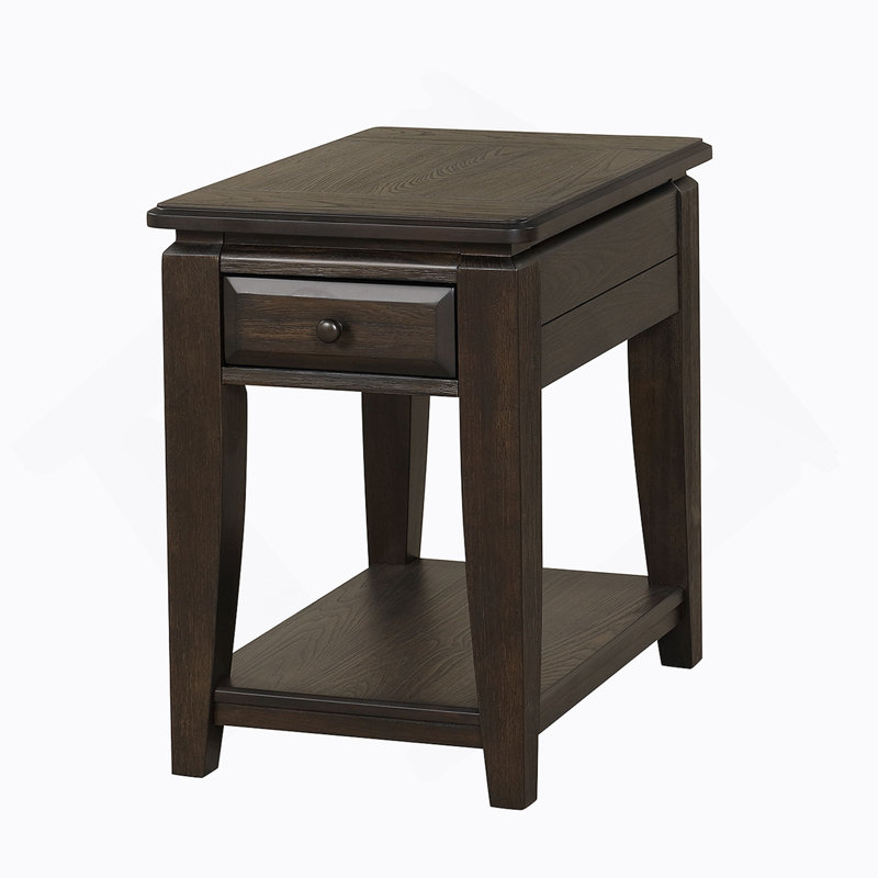 Mahogany Traditional Chairside Table W/ Storage