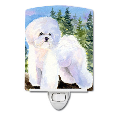Éclairage de nuit en céramique bichon bichon frisé