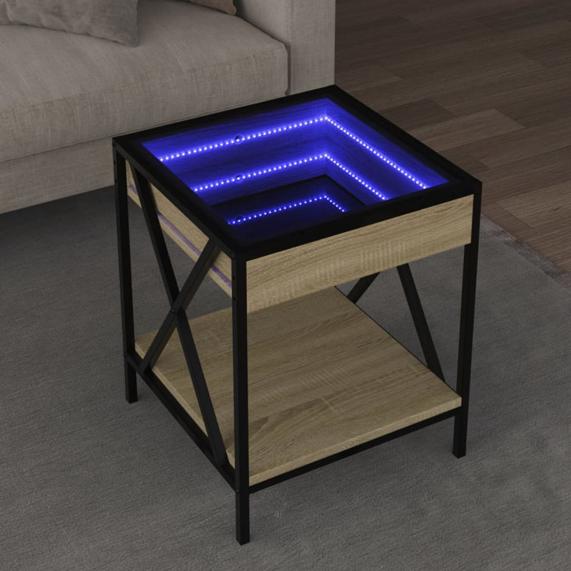 Dalvir Coffee Table with Storage, 49cm H x 40cm L x 40cm W, Black/Sonoma Oak