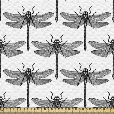 Ambesonne Vintage Fabric by The Yard, Birds and Dragonflies with