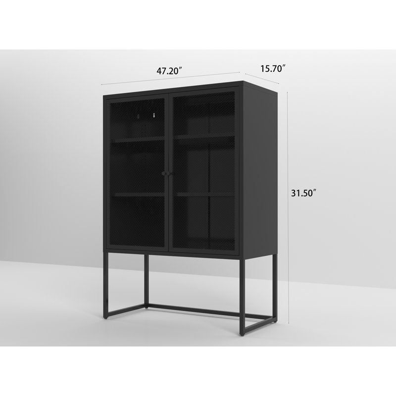 Armoire d'appoint en acier à 2 portes, Noir