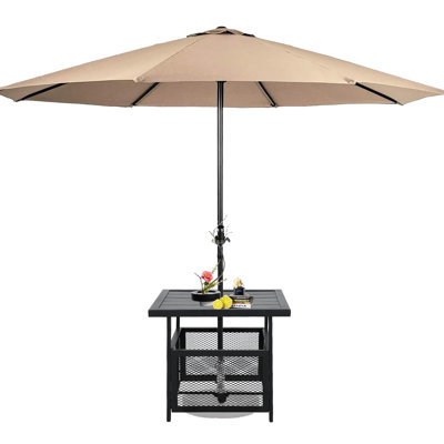 Table d'appoint d'extérieur pour patio avec parasol 9 pi