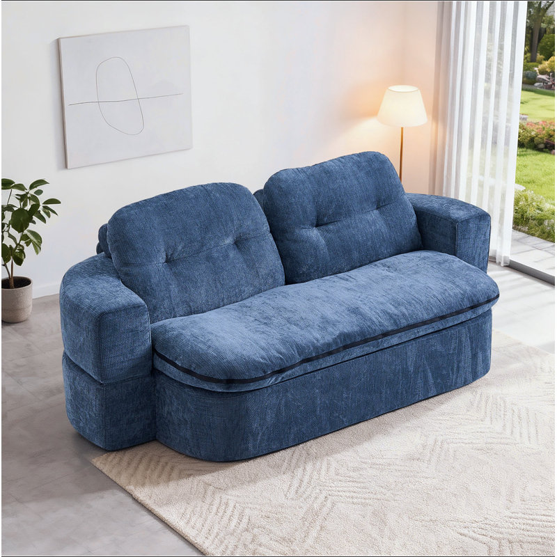 Canapé-lit moderne avec 2 coussins, canapé-lit en velours côtelé rembourré de mousse, aucun assemblage requis, coussin de canapé convertible se déplie en courtepointe, matelas pliant pour le salon, salle de jeux