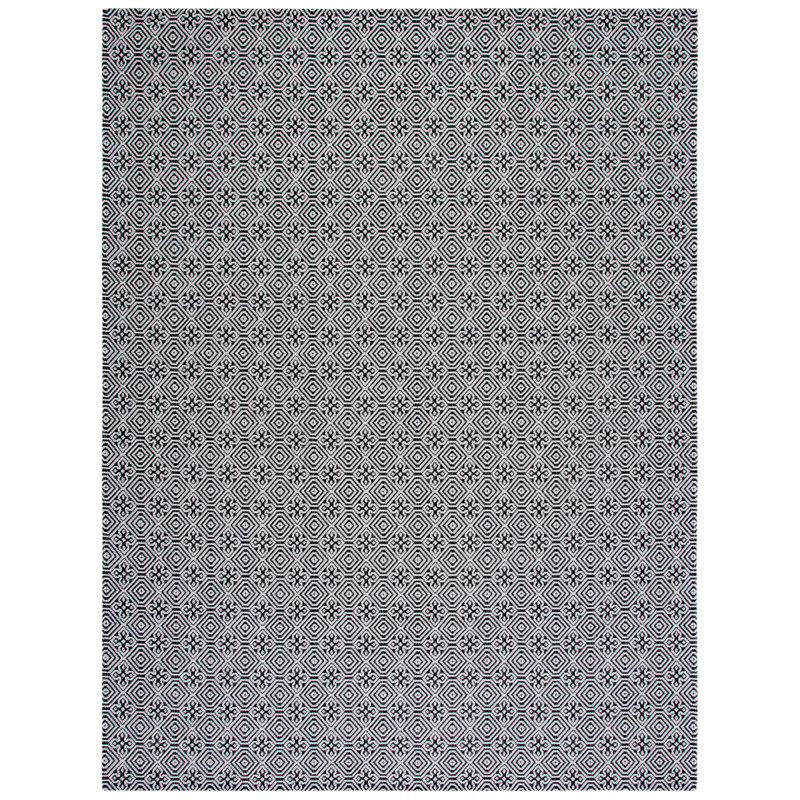 Martha Stewart Cotton Geometric Rug in Charcoal/Gray, Rectangle 8' x 10'