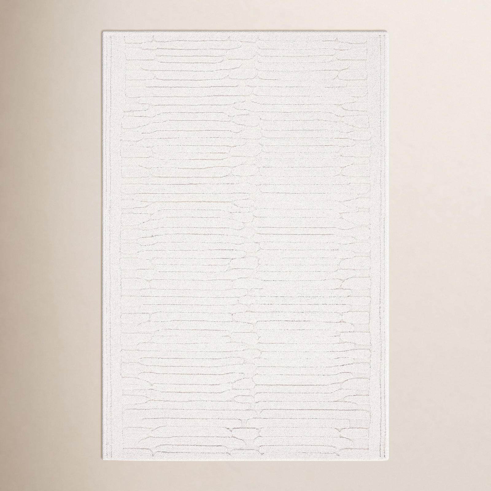Elona Ivory Hand-Tufted Abstract Wool Rug, Rectangle 6' x 9'