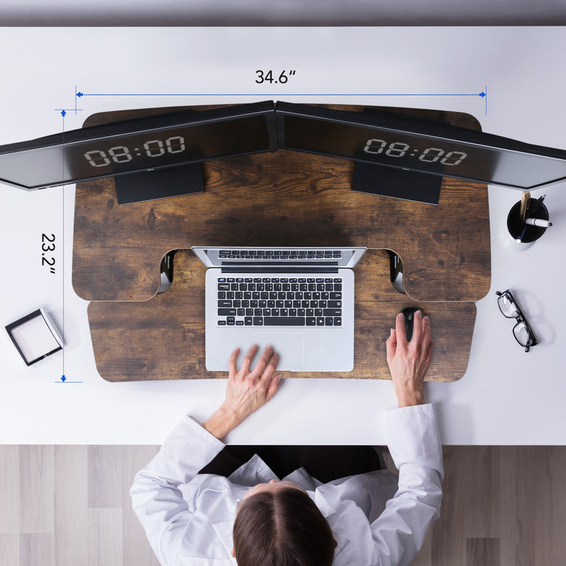 Convertisseur de bureau debout Murray, Brun rustique / noir, H 19,6 po x l 36 po x P 24,9 po