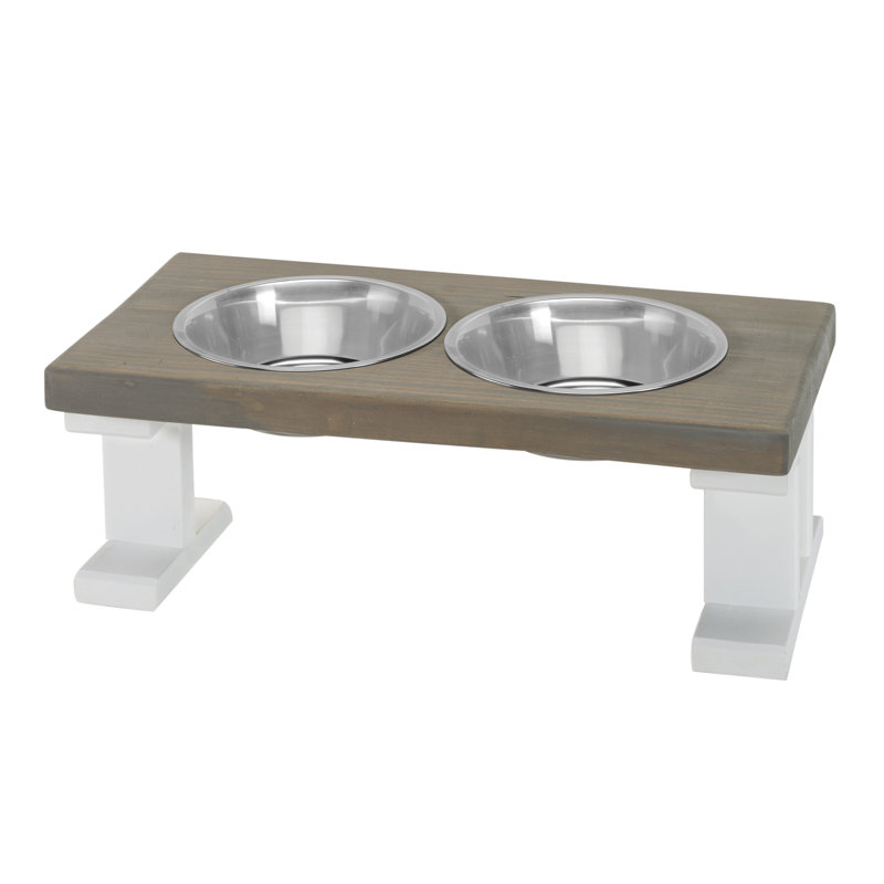 Elevated Feeder, White/Gray, Small (8")