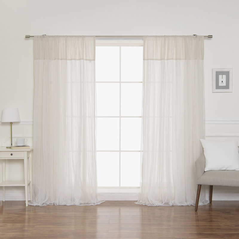 Rideaux extra-fin couleur unie avec passe-tringle Duluth, Beige