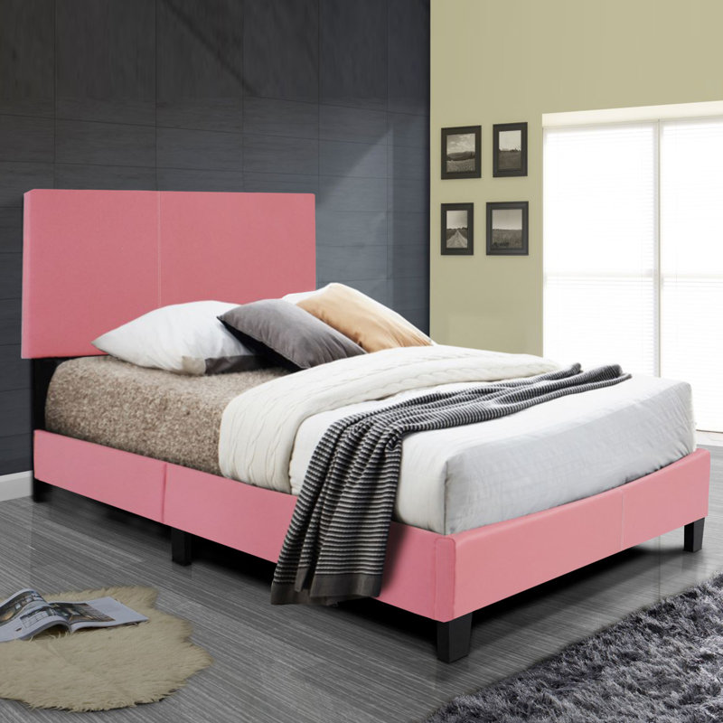 Vegan Leather Bed, Twin, Pink