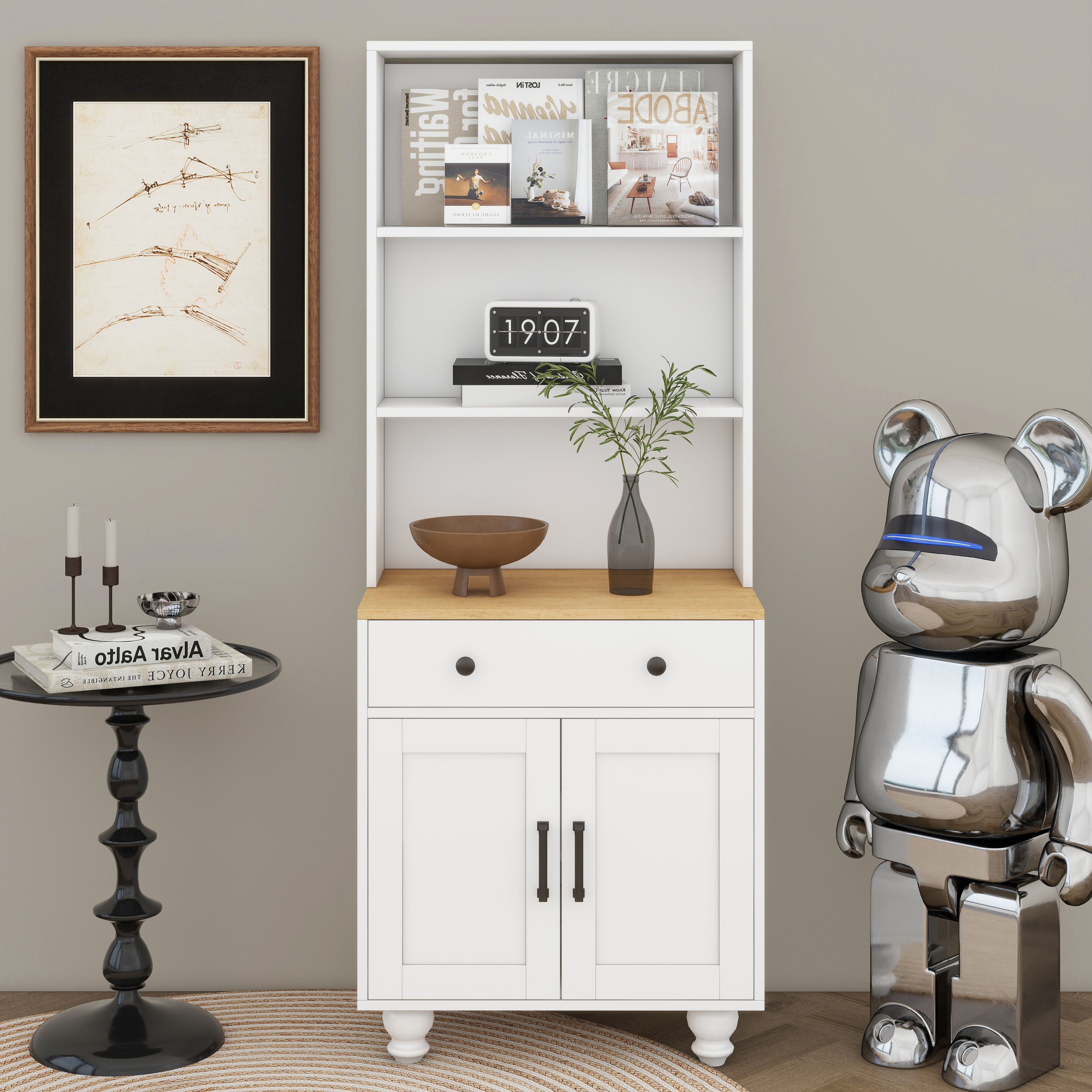 Ophelia & Co. Farmhouse Wood Storage Cabinets With Adjustable Shelves ...