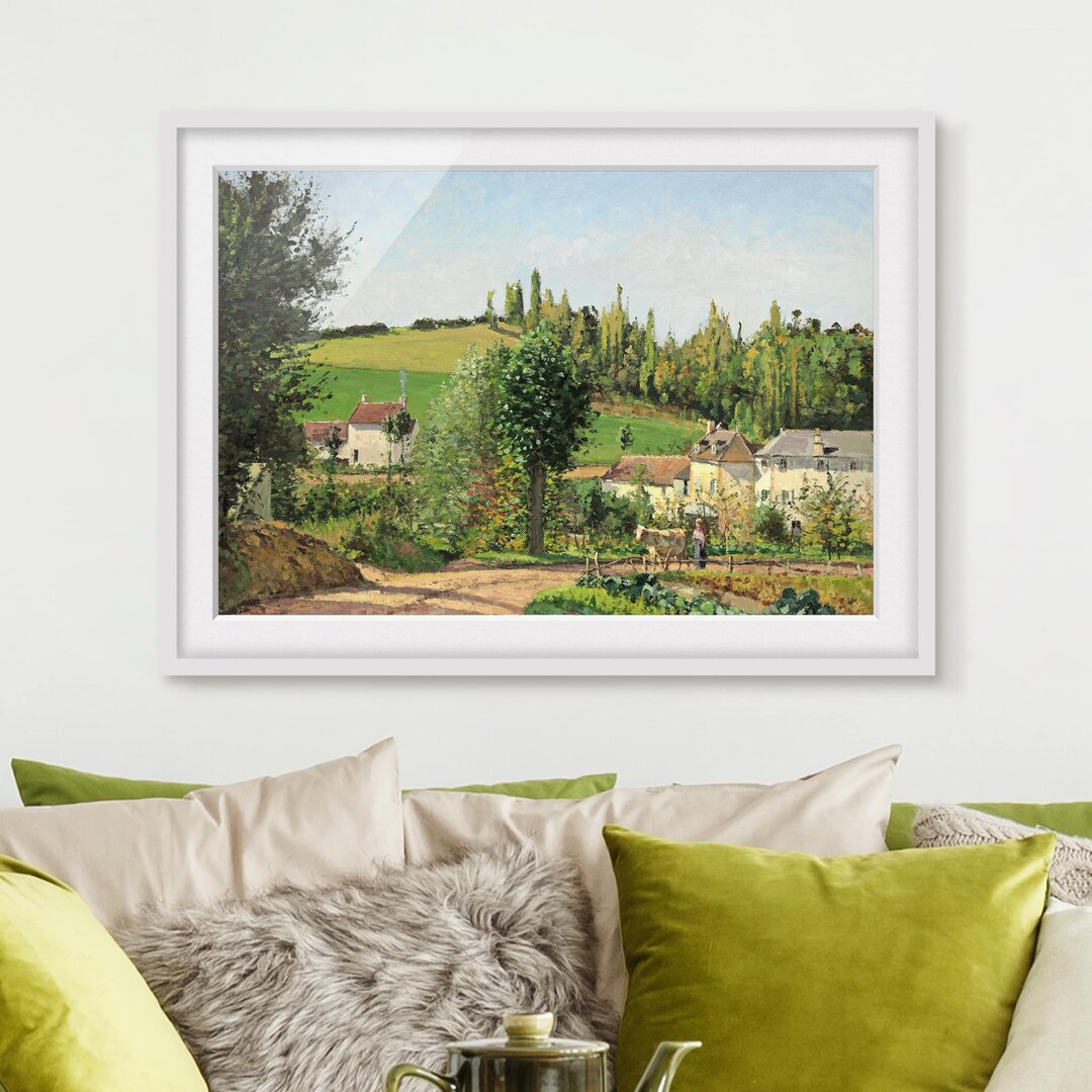 Gerahmtes Poster Small Village von Camille Pissarro