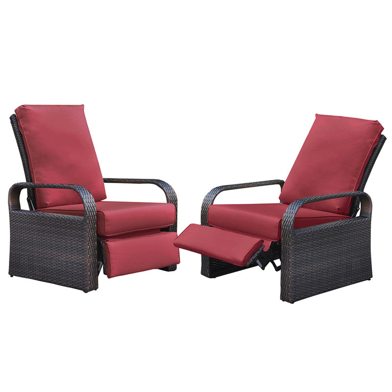 Chaise longue d'extérieur en métal Adhvik, Rouge